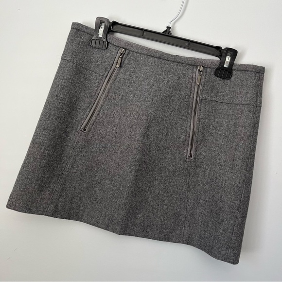 Kenar Double Faux Zipper Nevada Grey Wool Blend Mini Skirt Size 2 - Picture 5 of 13